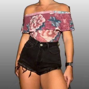 Charlotte Russe XS Purple Floral Bodysuit